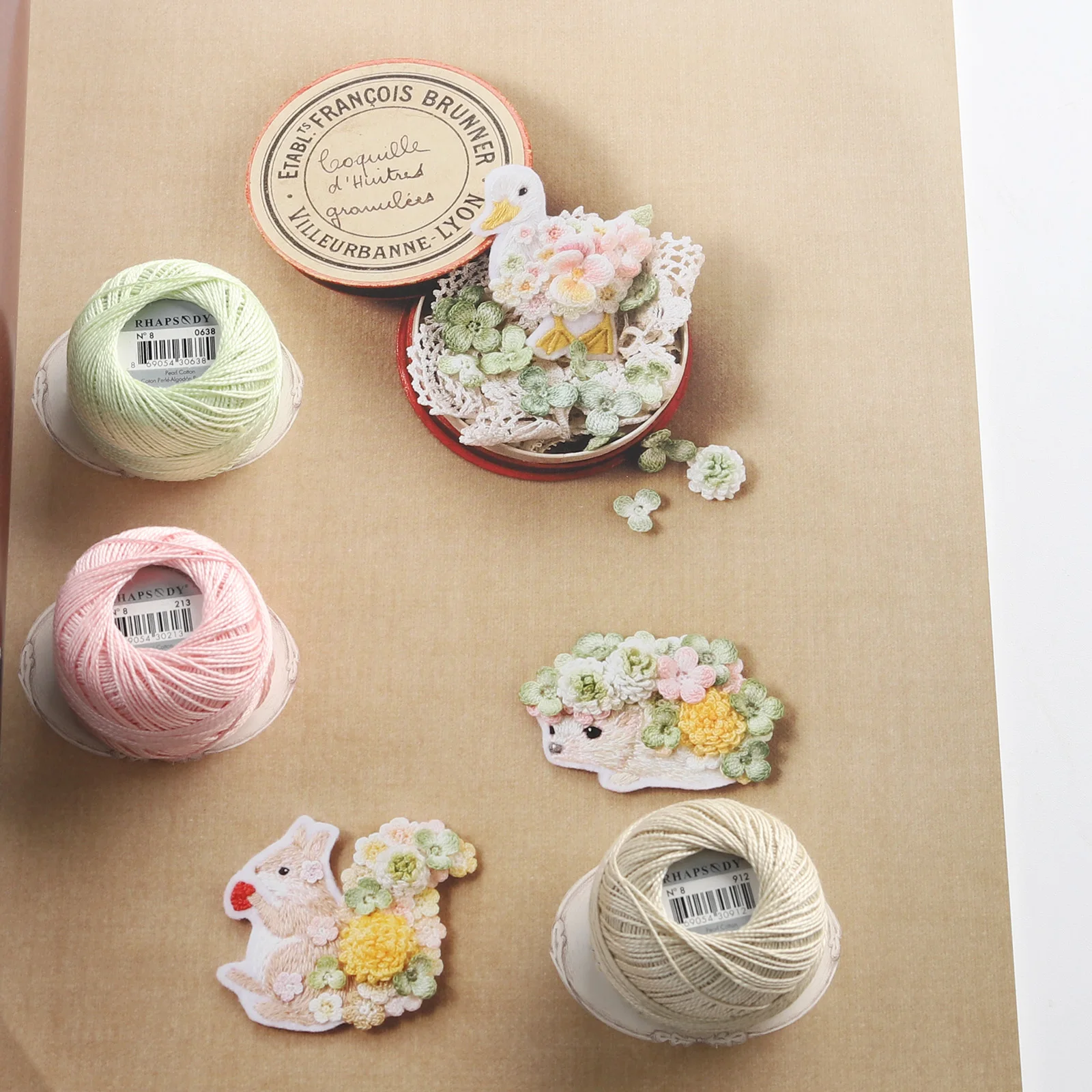 Rhapsody Size 8 Crochet Thread Double Mercerized Long Staple Egyptian Cotton Pearl 12 Different Colors Set 43 Yards 5 Grams Ball