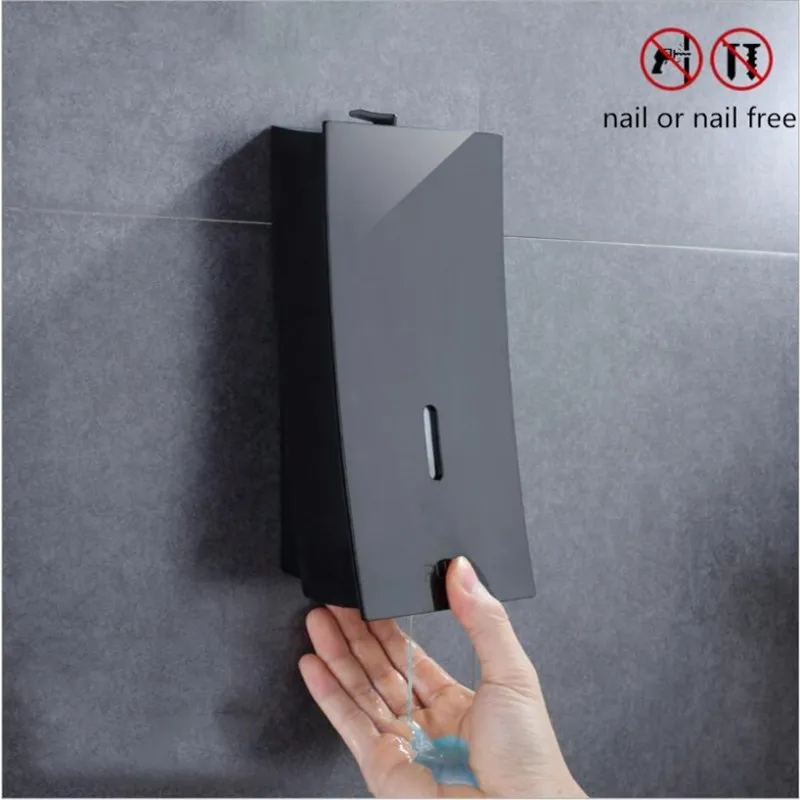 Soap Dispenser Wall Mounted black 450ml Liquid Shampoo Shower Container ABS Soap Holder for Bathroom Nail or Nial Free