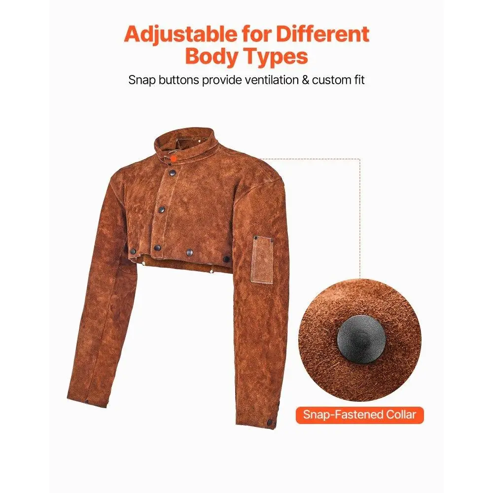 Heavy Duty Flame Resistant Leather Welding Cape Sleeve Large Size Protective Gear for Welders