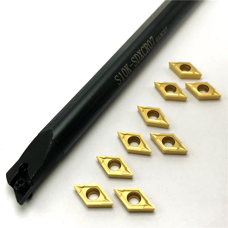 1 pçs S08K-SDXCR07 S10K-SDXCR07 S12M-SDXCR07 S16Q-SDXCR07 torneamento externo ferramenta titular + 10 peças inserções de carboneto dcgt dcmt070204 h01
