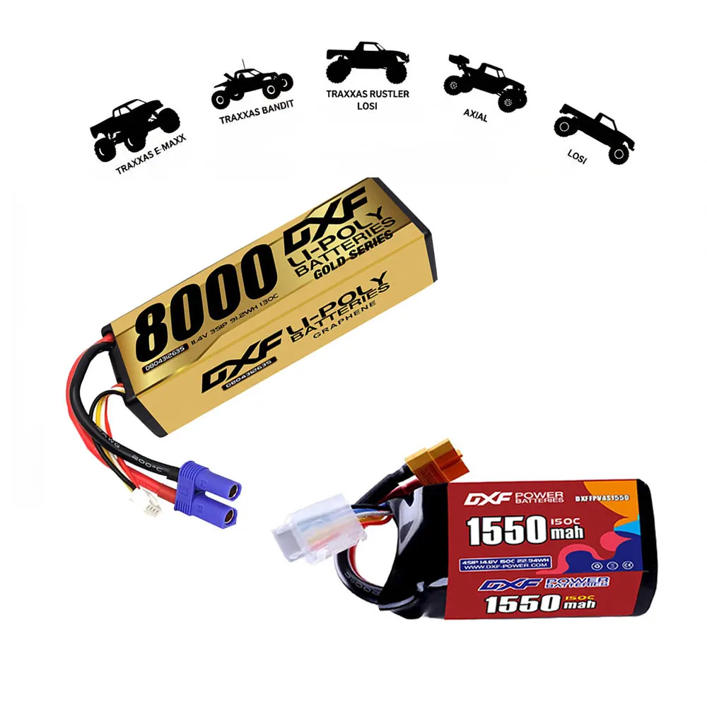 DXF 3S Lipo Akku 10000mAh 11,4V 150C mit EC5 XT90 Stecker Hardcase für RC Auto Buggy Truggy Offroad UAV RACING