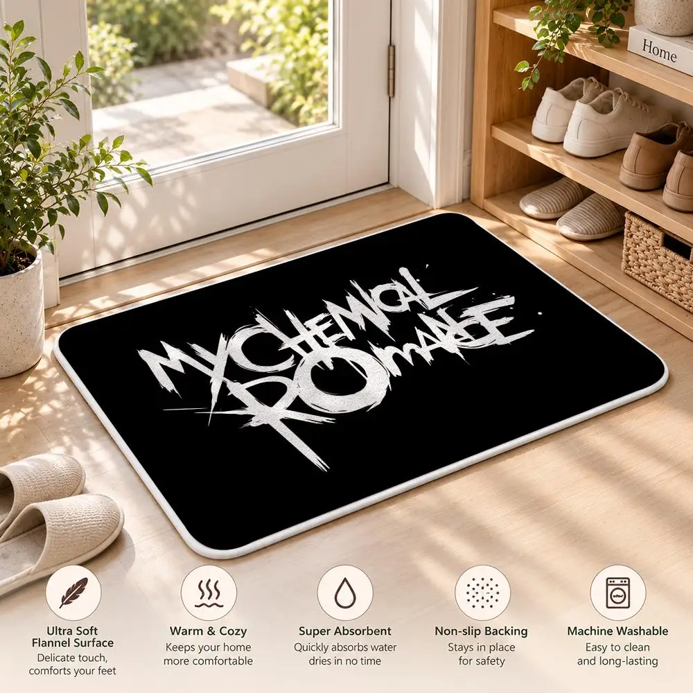 My C-Chemical Romance Rock Band Floor Mat Flannel Rug Soft Non Slip Door Mat For Bathroom Bedroom Kitchen Living Room Home Decor