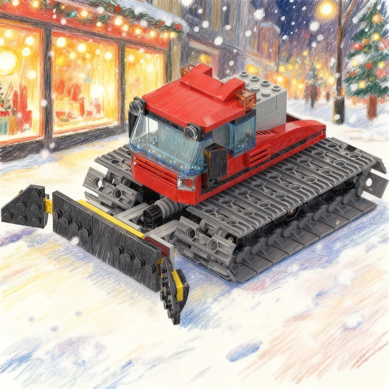 214pcs MOC Snow Groomer Micro Motors City Model Building Blocks Christmas Gift Toys Construction DIY Creative Idea Assemble