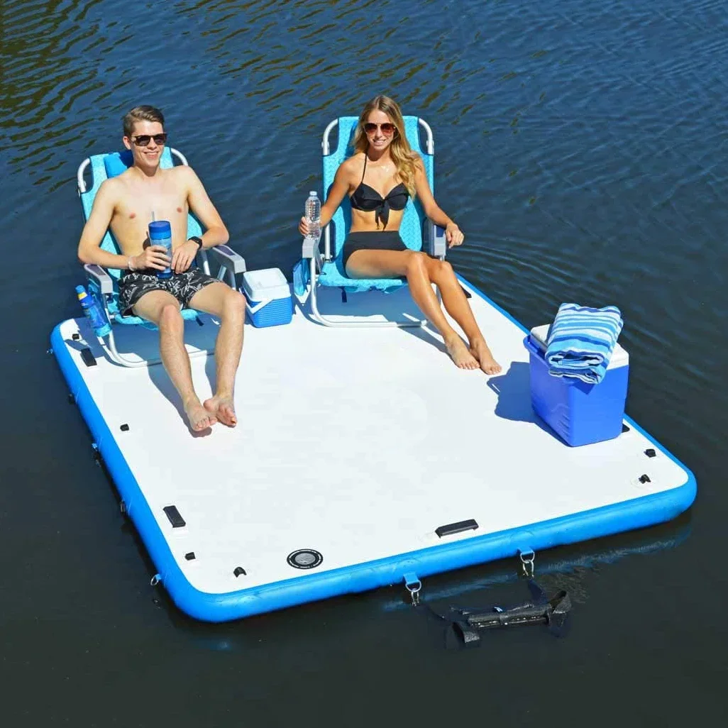 Leisure Land Inflatable Swim Island Floating Raft Inflatable Foil Water Jet Ski Dock Floats Platform With Ladder