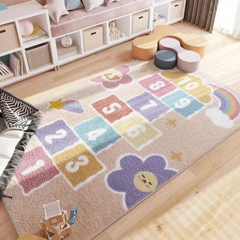 Modern Children's Room Carpets Living Room Sofas Home Decoration Fluffy Rug Washable Lounge Carpet Hopscotch Bedroom Rugs