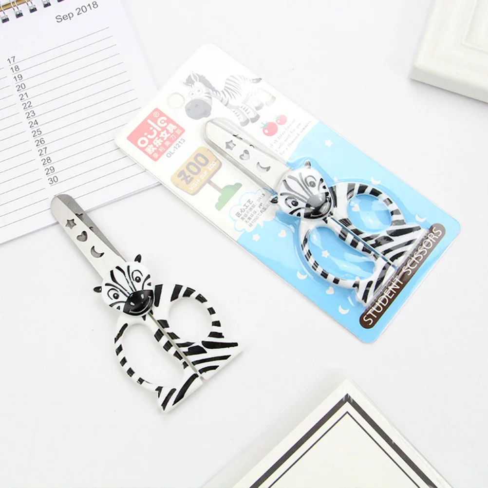 3Pcs Small Safe Edged Scissors Cartoon Animal Zebra Tiger Lion Perfect Classroom Scrapbooking Greeting Cards Making