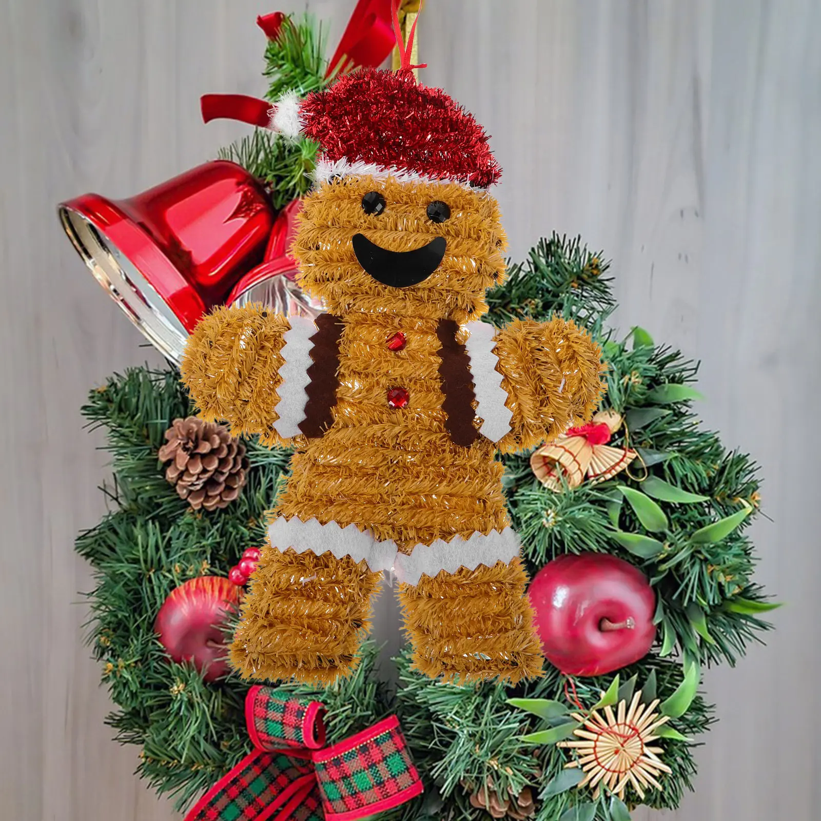 4Pcs Christmas Ornament Set Gingerbread Man Hanging Decorations Tree Window Wall Christmas Hanging Decor Holiday Indoor Decor