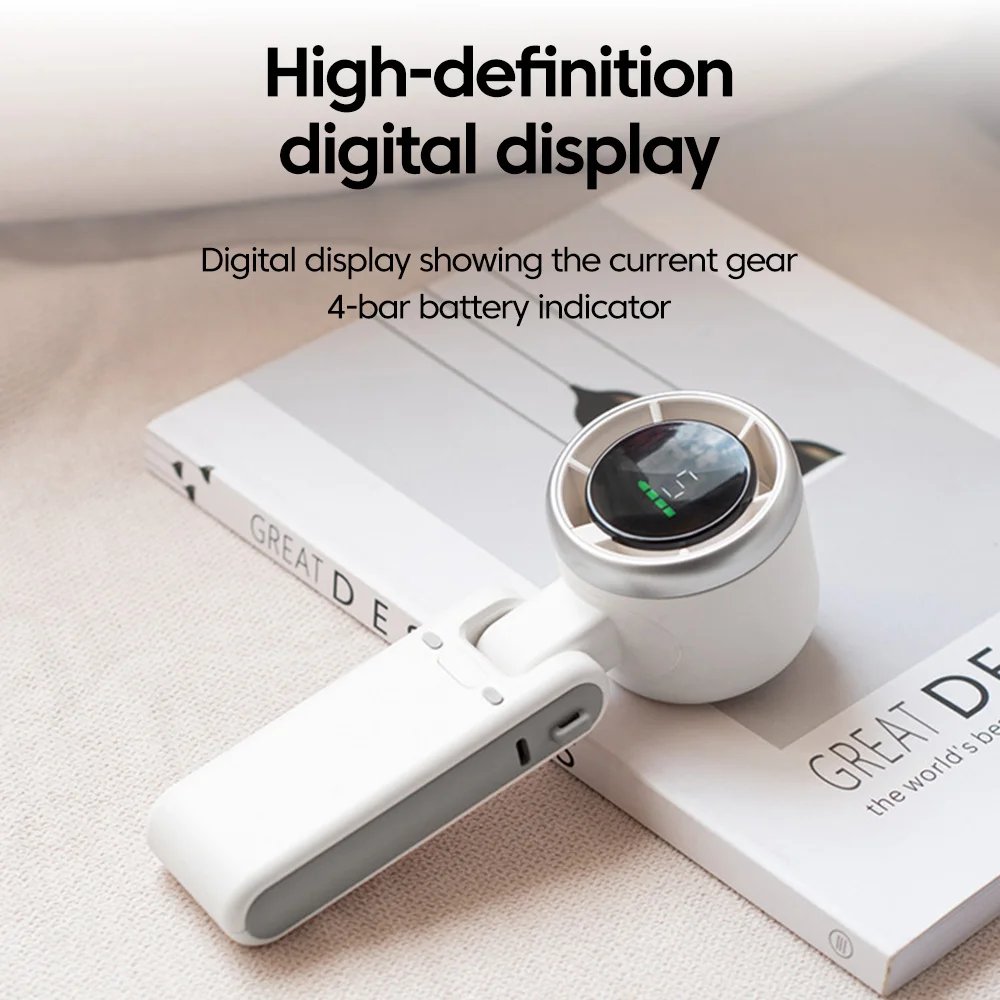 Mini Portable Handheld Electric Fan 5-speed Adjustable 3600mAh Rechargeable Battery For Travel Camping USB Charging Foldable Fan image 2