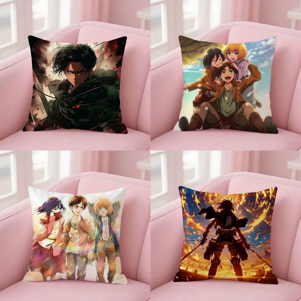 Anime A-Attack On T-Titan Cushion Cover For Living Room Bedroom Sofa Square Office Decorative Pillowcase Soft Throw Pillows G