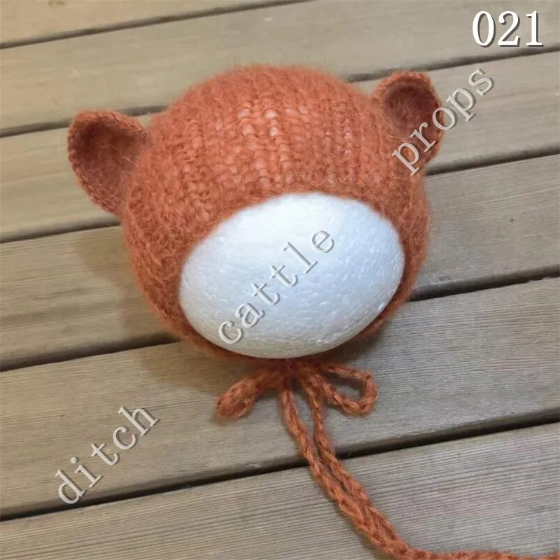 Newborn Photography Props Mohair Ears Teddy Bear Hat Studio Clothing Bonnet