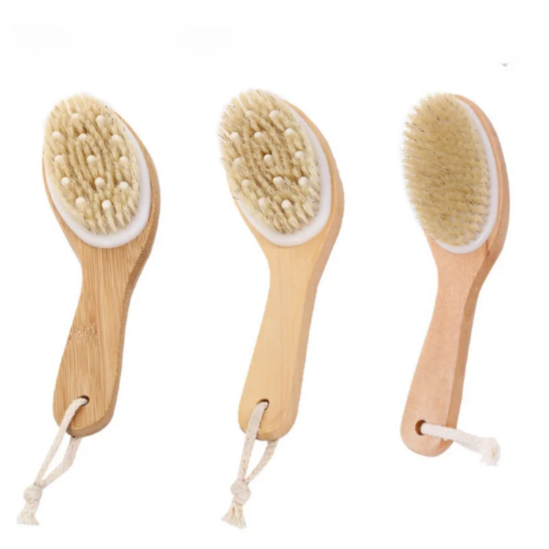 竹,乾いた肌のための角質除去ブラシ,新しい天然毛のブラシ
