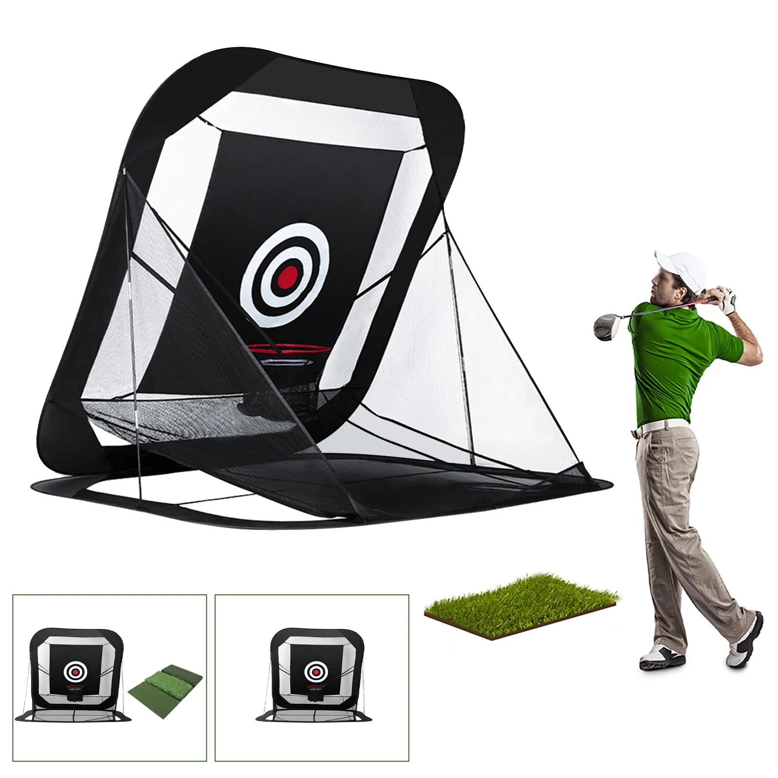 Automatic Foldable Ball Return System Golf Hitting Net Golf Practice Nets with Straw Mat