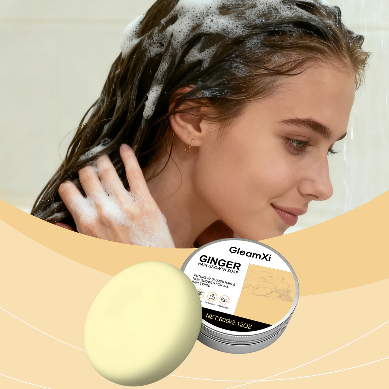 60g Ginger Shampoo Bar For Hair Growth Natural Anti Hair Loss Soaps For Thinning Hair Scalp Stimulating Strengthening