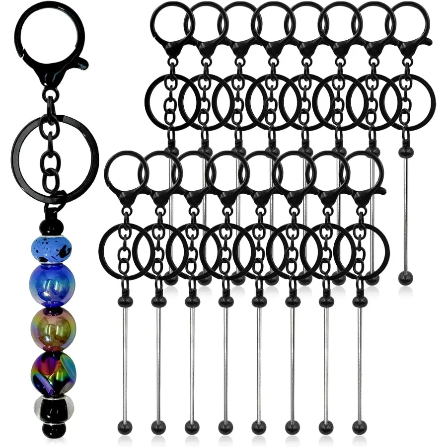 

28 Pcs Beadable Keychain Bars Keychain Making Kit Bulk Metal Beaded Keychains for Crafting Diy Key Chain Supplies Blank Keychai