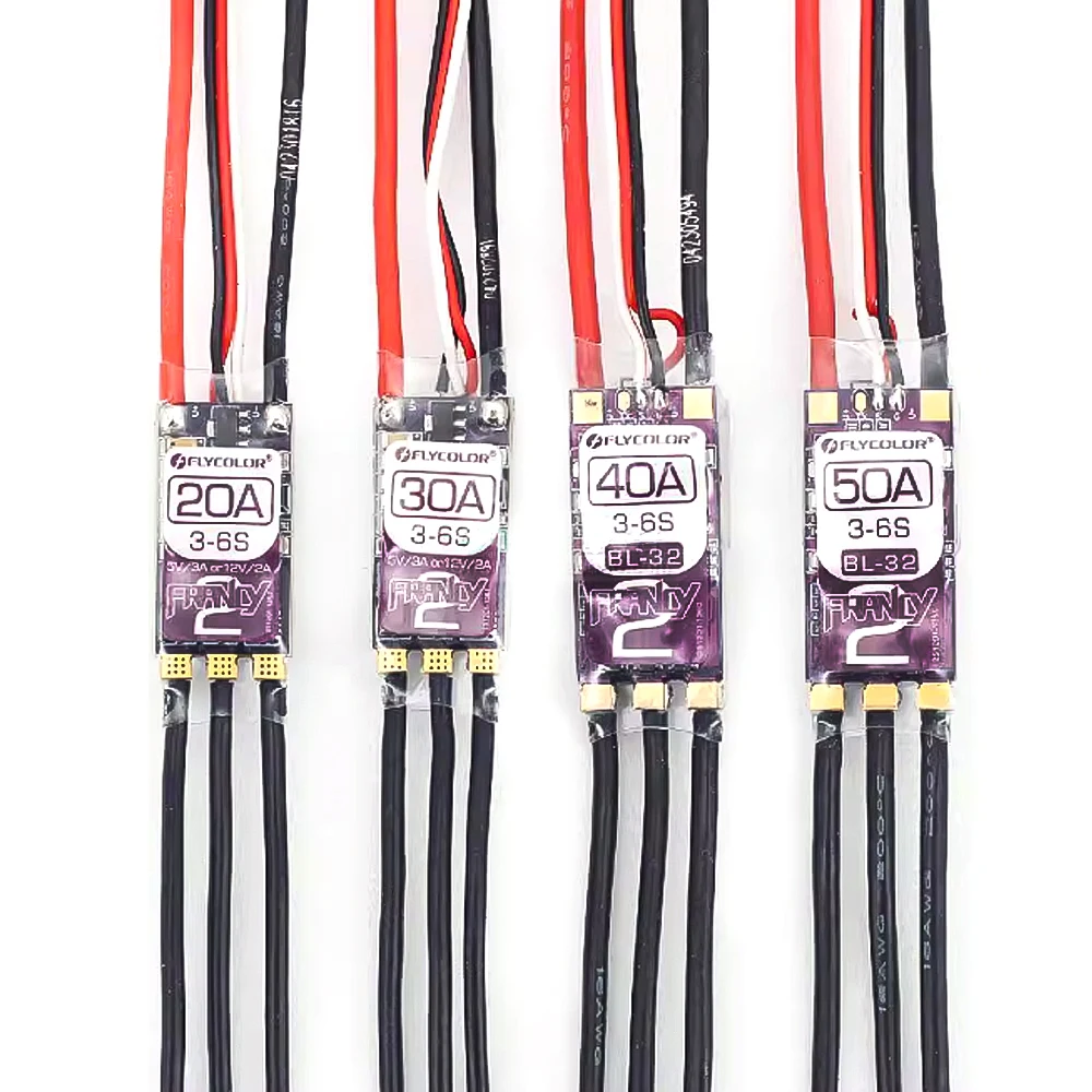 FLYCOLOR Francy 2 ESC sans balais 20A 30A 40A 50A BLHELI-32 3-6S contrôleur de vitesse 5V/3A 12V/2A pour Drone avion RC quadrirotor