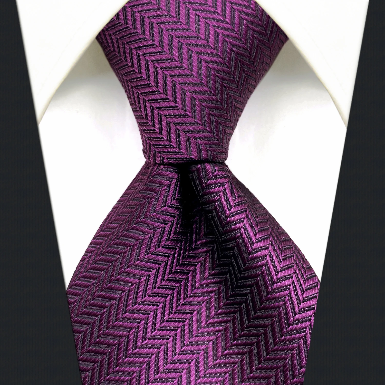 C11 Purple Solid Silk Mens Necktie Set Wedding Classic Ties for Male Dress Accessory Hanky Extra Long Size