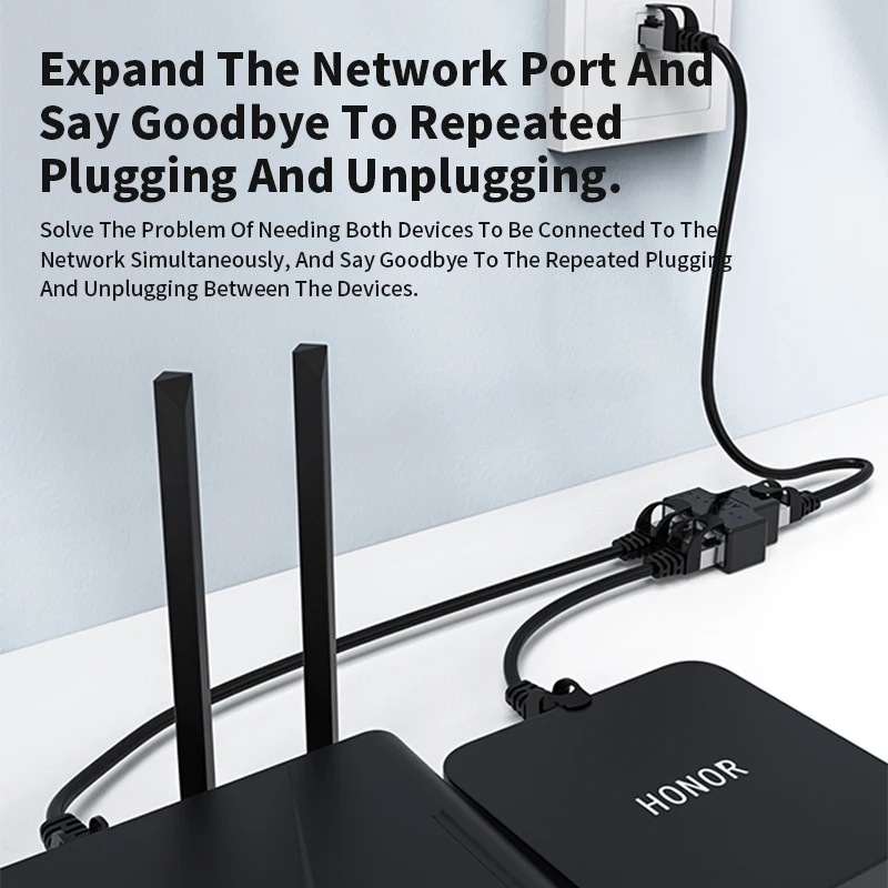 1 إلى 2 محول لفاصل كابل إيثرنت Rj45 8P8C نسخة الكمبيوتر في وقت واحد الوصول إلى الإنترنت IPTV النطاق العريض 3 طريقة Conn موصل #2