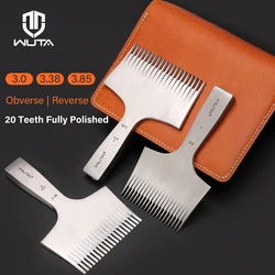 WUTA High Quality 20Teeth Pricking Iron Leather Chisel French Style Leather Punching Tools Die-steel Full Polish-3.0/3.38/3.85mm