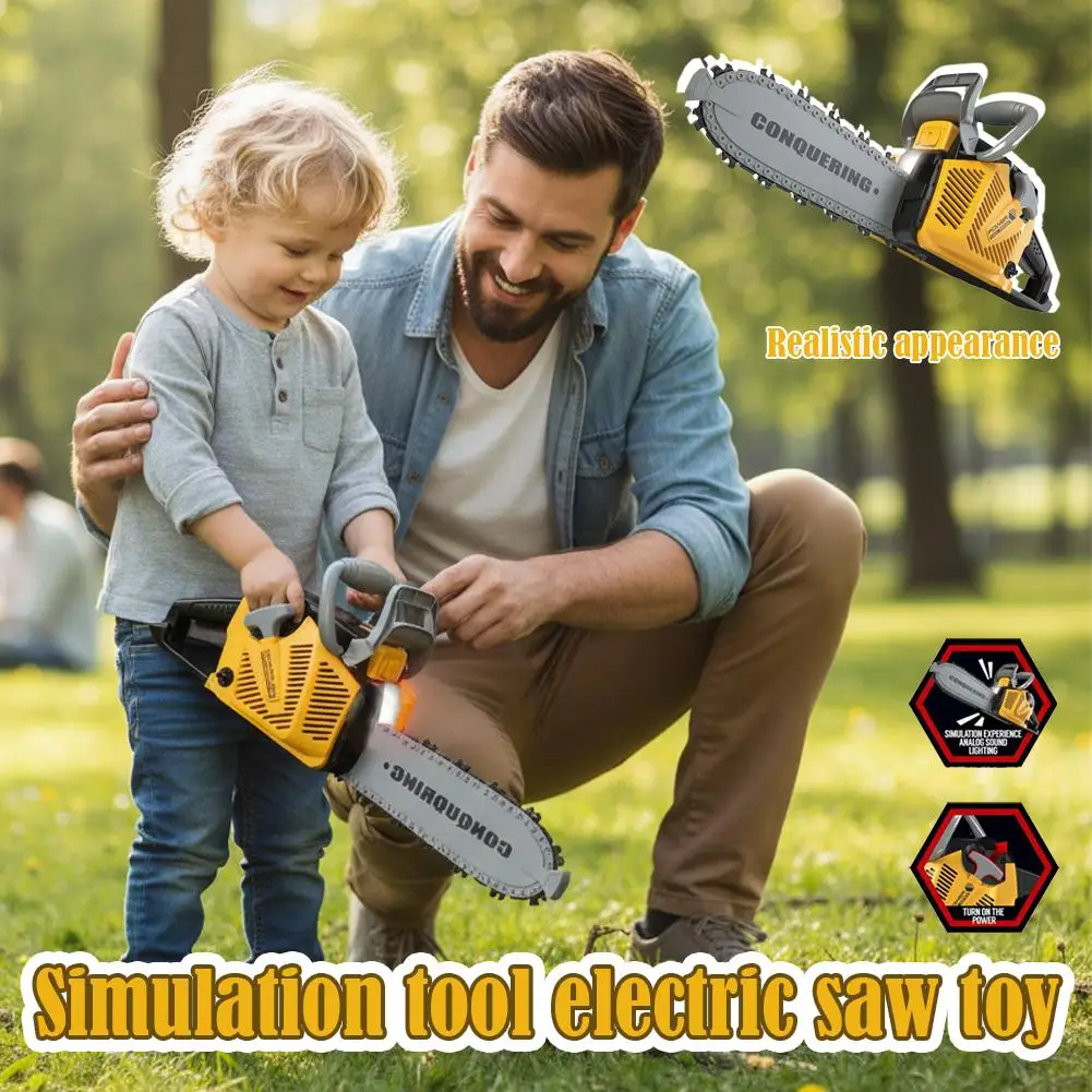 Juguete de motosierra para niños, herramienta de juego de simulación segura con sonido realista, sierra eléctrica de juguete para niños y niñas, herramienta de regalo DIY