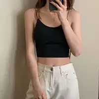 Camisole Sexy de couleur unie pour femmes, Tube en soie glacée, débardeur de sport sans couture, sous-vêtements sans fil, soutien-gorge rembourré, gilet Bralette, 1 pièce 3