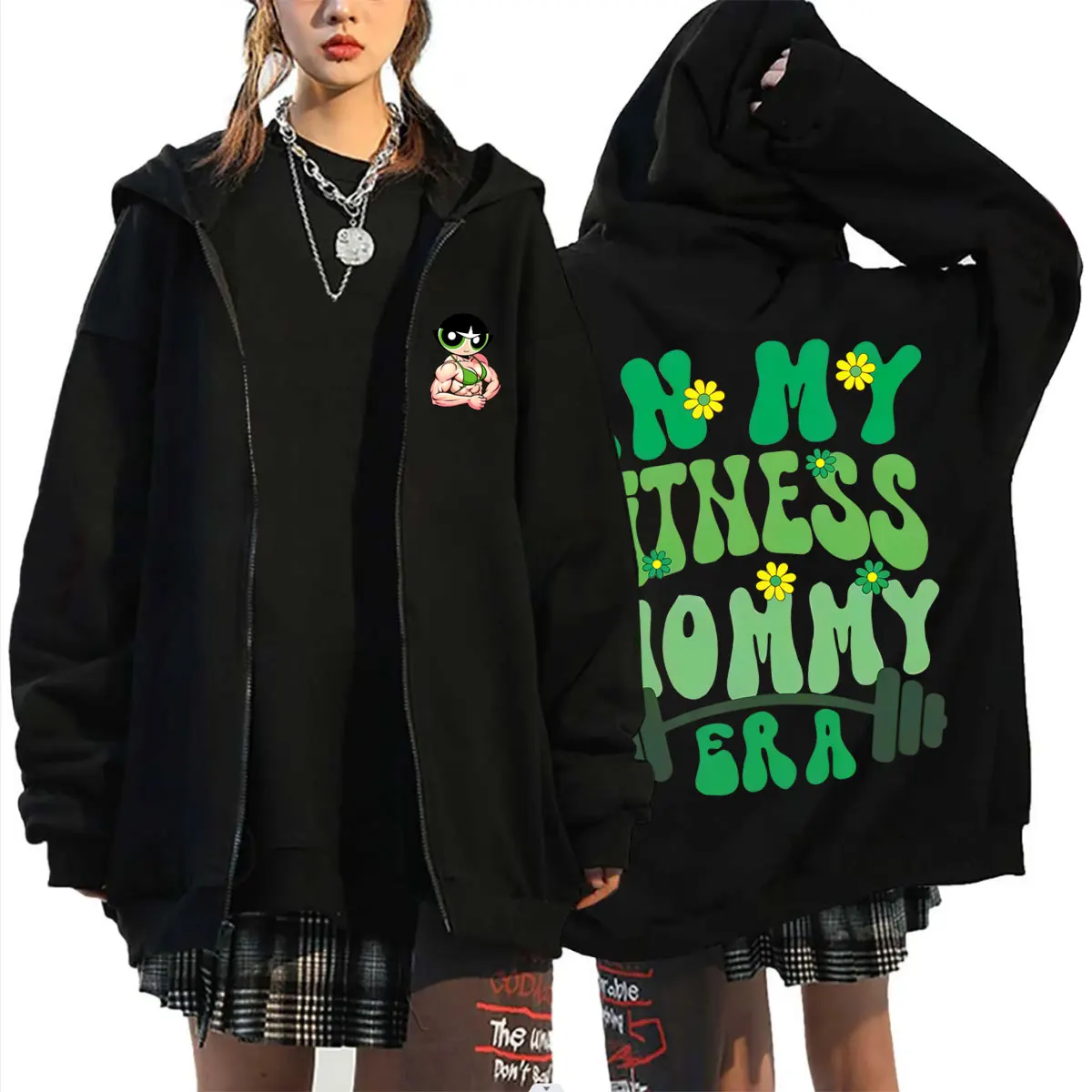 

In My Fitness Mommy Era Funny Gym Pump Cover Zipper Hoodie Men Women Fitness Fashion Casual Zip Up Jacket Sweatshirt Streetwear
