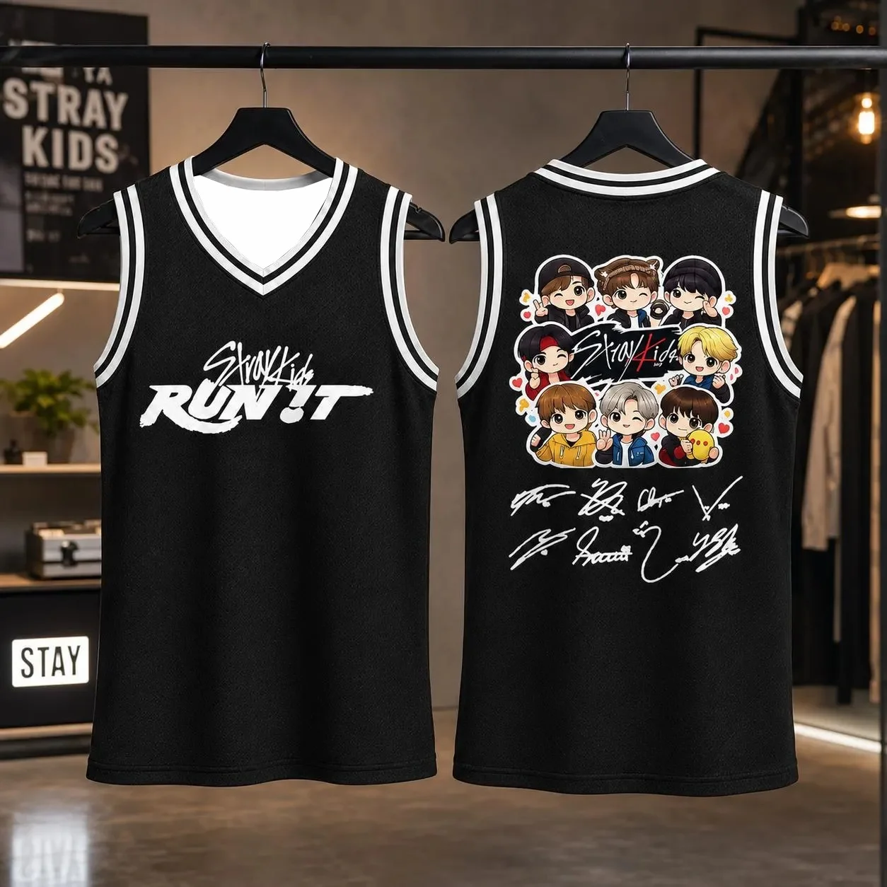 2026 New Kpop Stray Kids Run It Tour Basketball Jersey Men Women Summer Sport Tshirt Training Vest Quick-dry Breathable Clothing