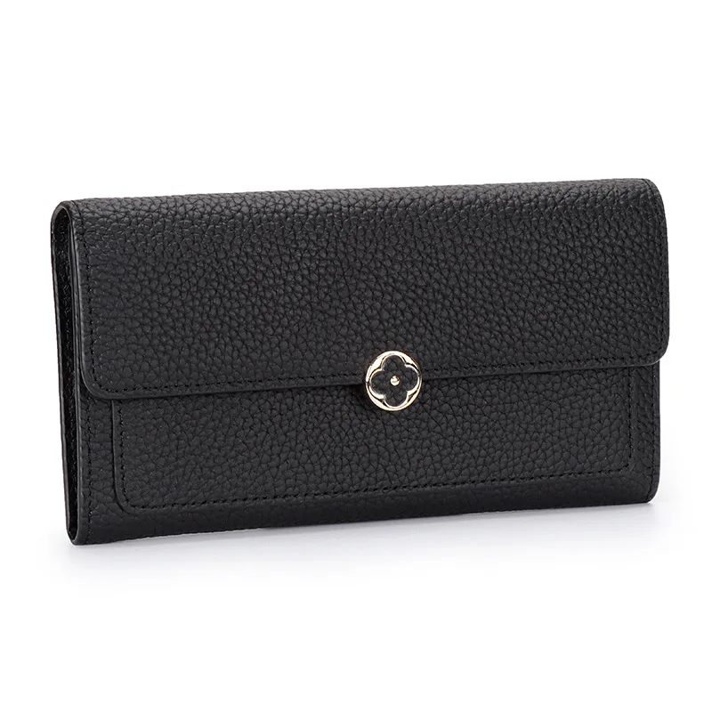 

2024 New Genuine Leather Women Wallets Clutch Bags Long Cowhide Purse Brand Style Flower Hasp Female Wallet Clutches Billfold