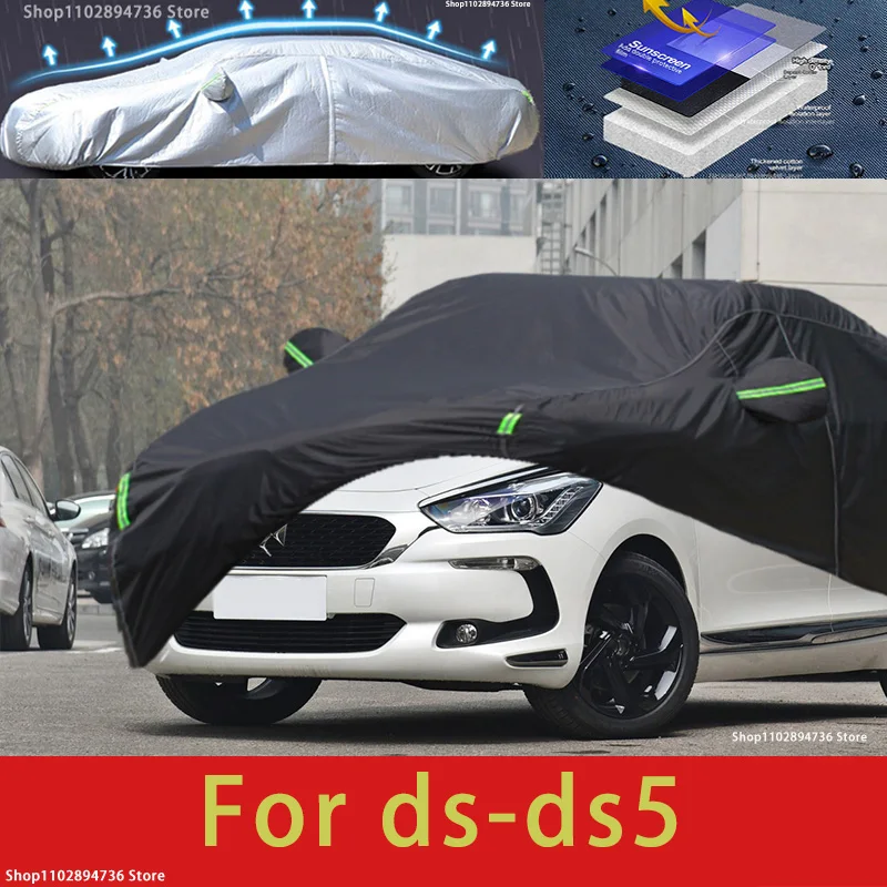 

For ds ds5 fit Outdoor Protection Full Car Covers Snow Cover Sunshade Waterproof Dustproof Exterior black car cover