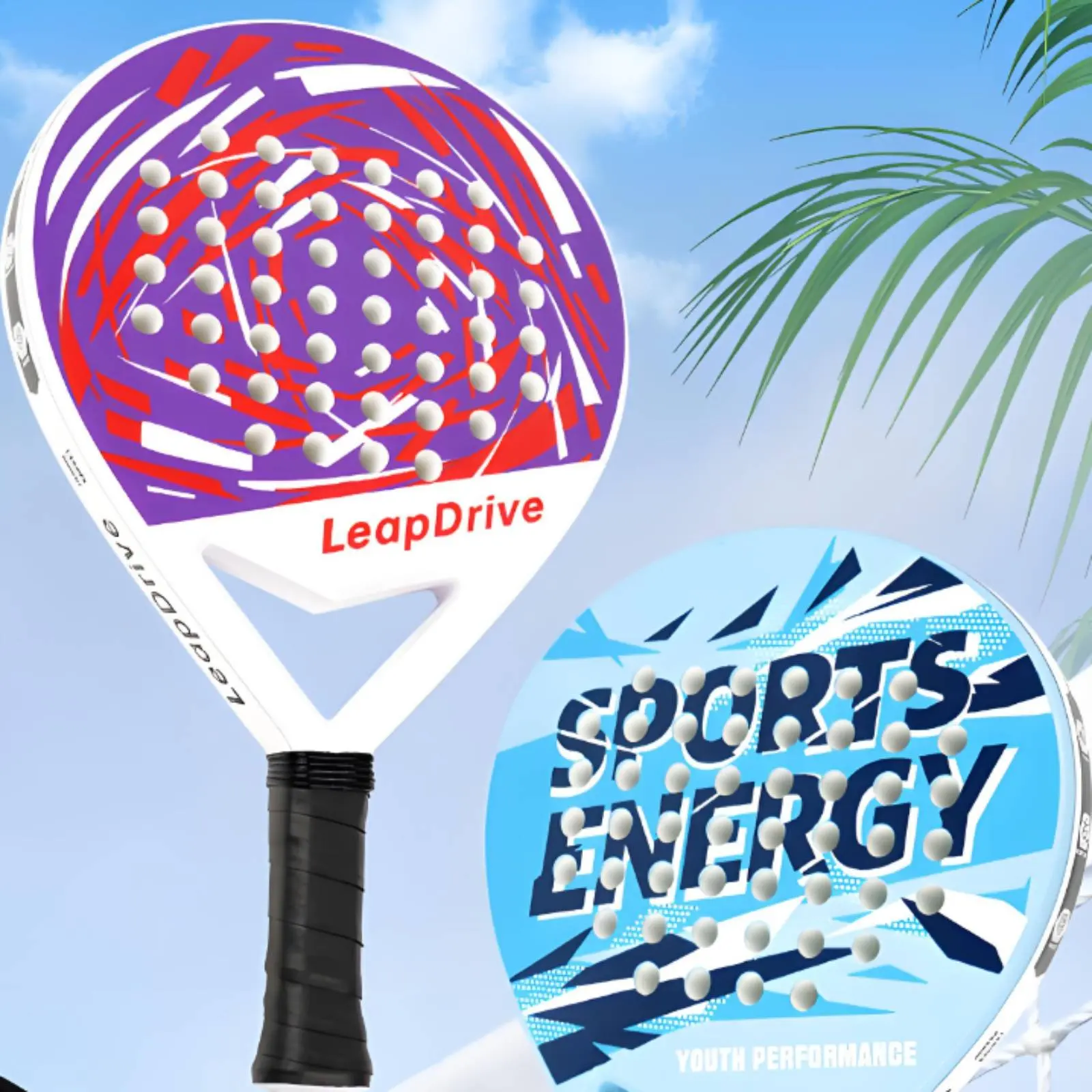 Junior Padel Racket Large Sweet Area ABS Padel Paddle Sports Equipment Shock Absorbing Strong Bounce for Beginners