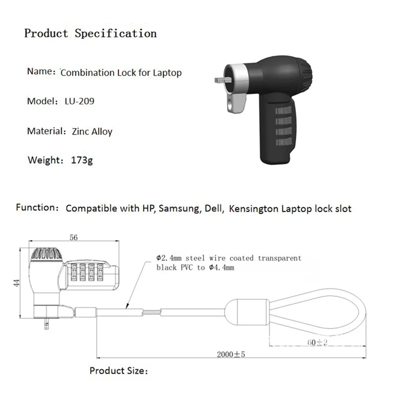 Classic-Computer Lock Laptop Lock Security Locking Digital Password Protection Lock Cable Anti Theft Lock For Laptop Computer Du