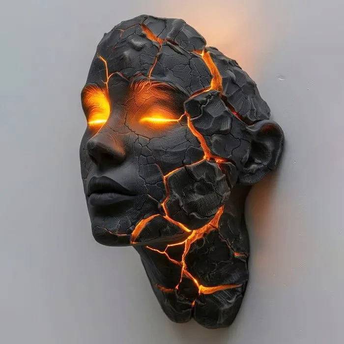 Cracked Soul Wall Light, Creative Broken Art Decor Lamp, Gothic Style Halloween Home Decoration, Unique Resin Craft For Living R