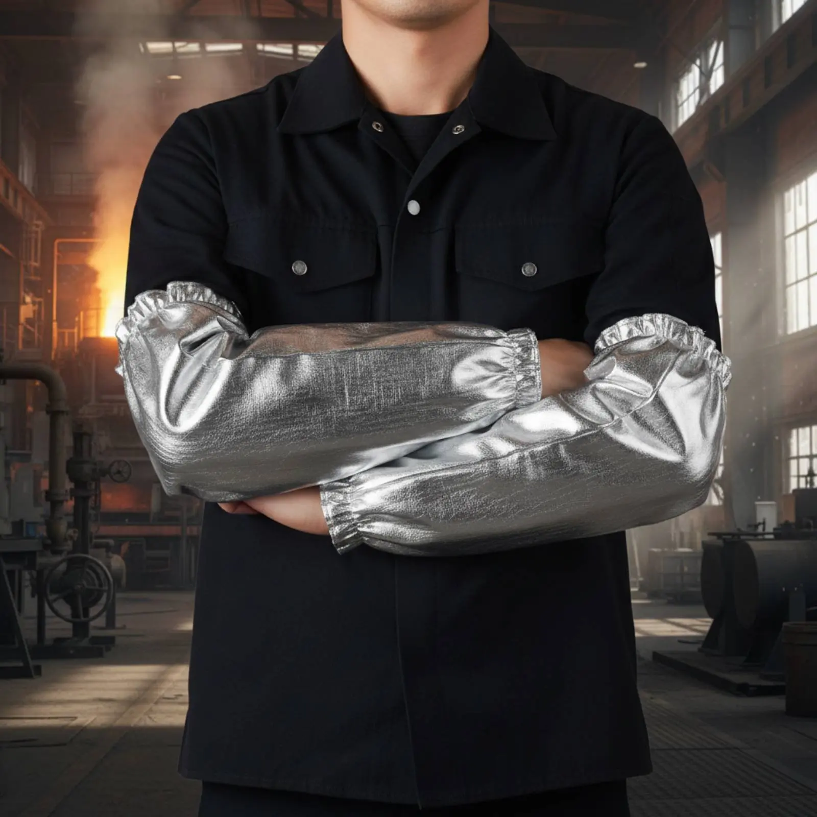 

2 Pieces Aluminum Foil Forearm Sleeve Flame Retardant Fireproof Safety Sleeve Heat Resistant Oversleeve Oil Resistant for Cooks