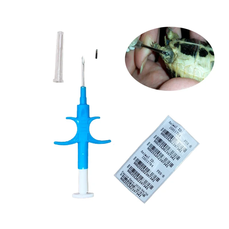 

100pcs 1.25x7mm nano 134.2khz FDX-B Animal chip tags with syringe for Microchipping lizard exotic pets reptile Tortoises Turtle