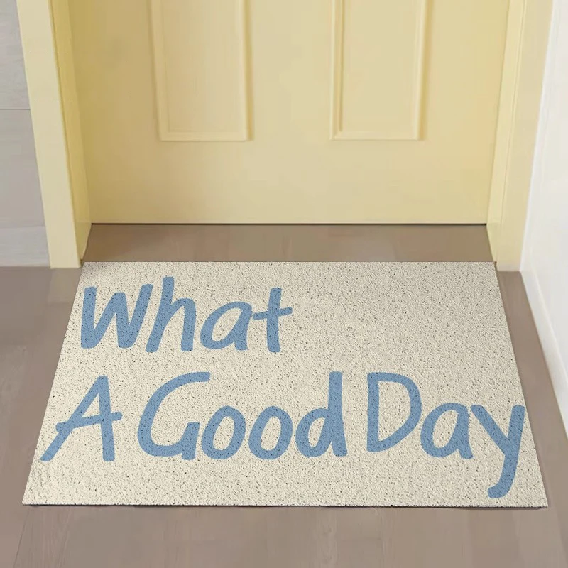 Chic PVC Welcome Doormat Letters Message Cuttable House Entrance Mat Carpet Anti Dust Floor Pad Outdoor Aesthetic Home Decor