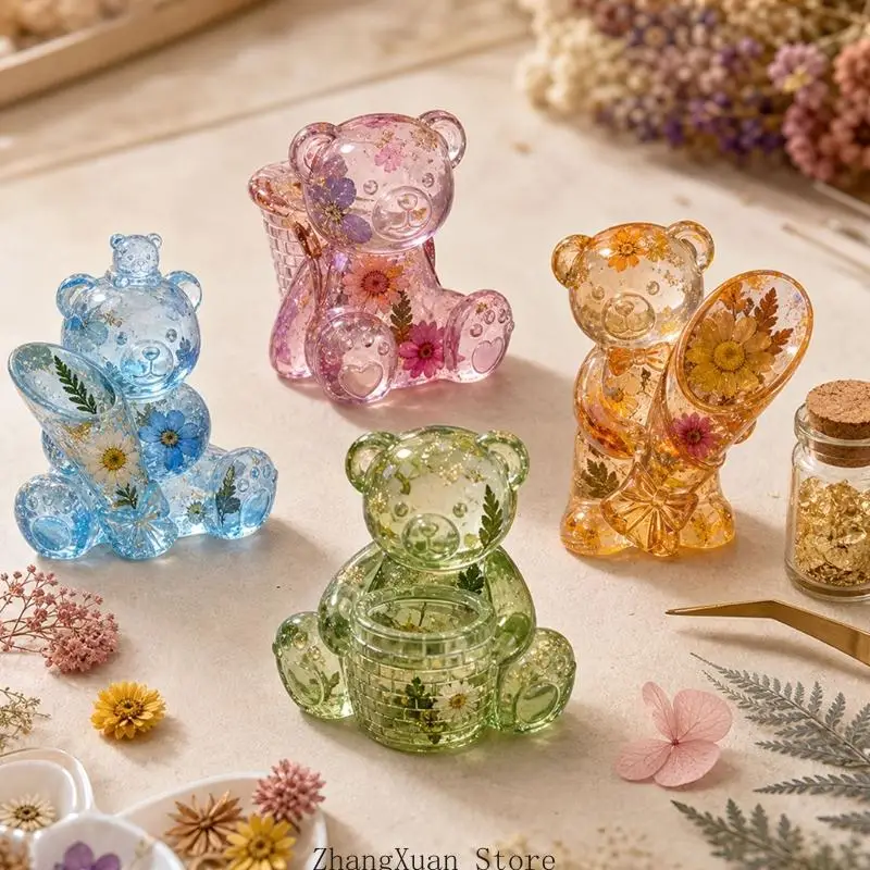 Bären-Gipsgussformen-Set, 4-teiliges 3D-Bärentier-Silikon-Kerzenformen für Wachs-Bastelgießen und handgefertigte Kerzenseife – Detail 2