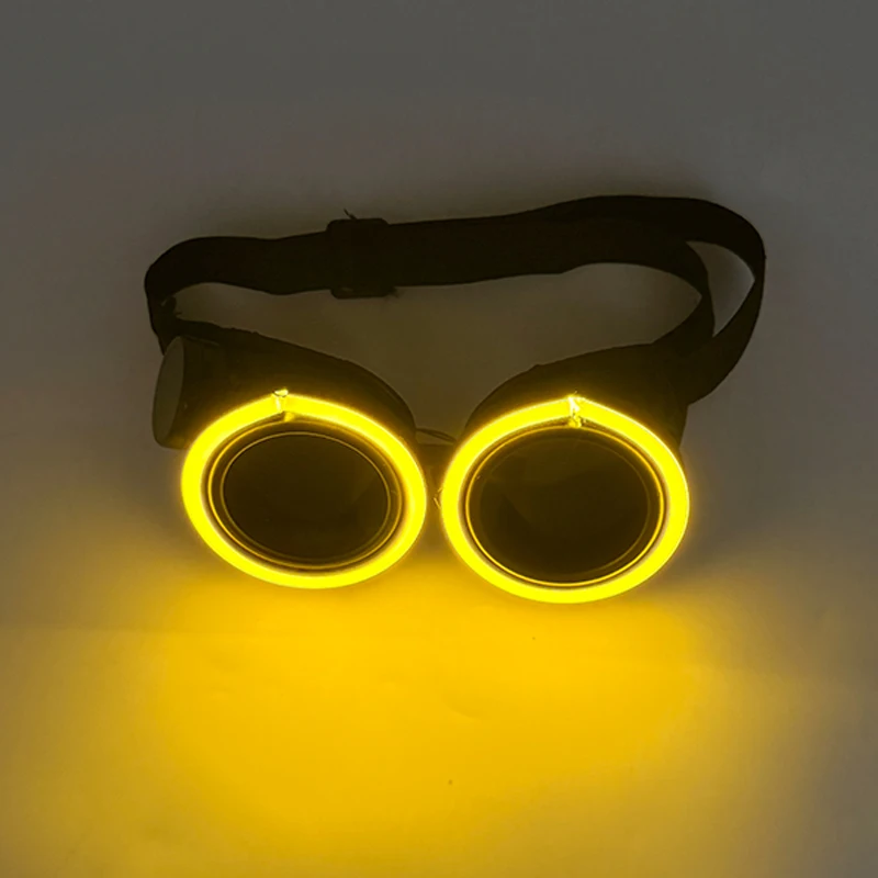2026 Runde LED-Brille Disco Fluoreszierende Party-Punk-Leuchtbrille für Männer und Frauen Bar Nachtclub Neon-Brille Musik-Konzert-Zubehör – Detail 3