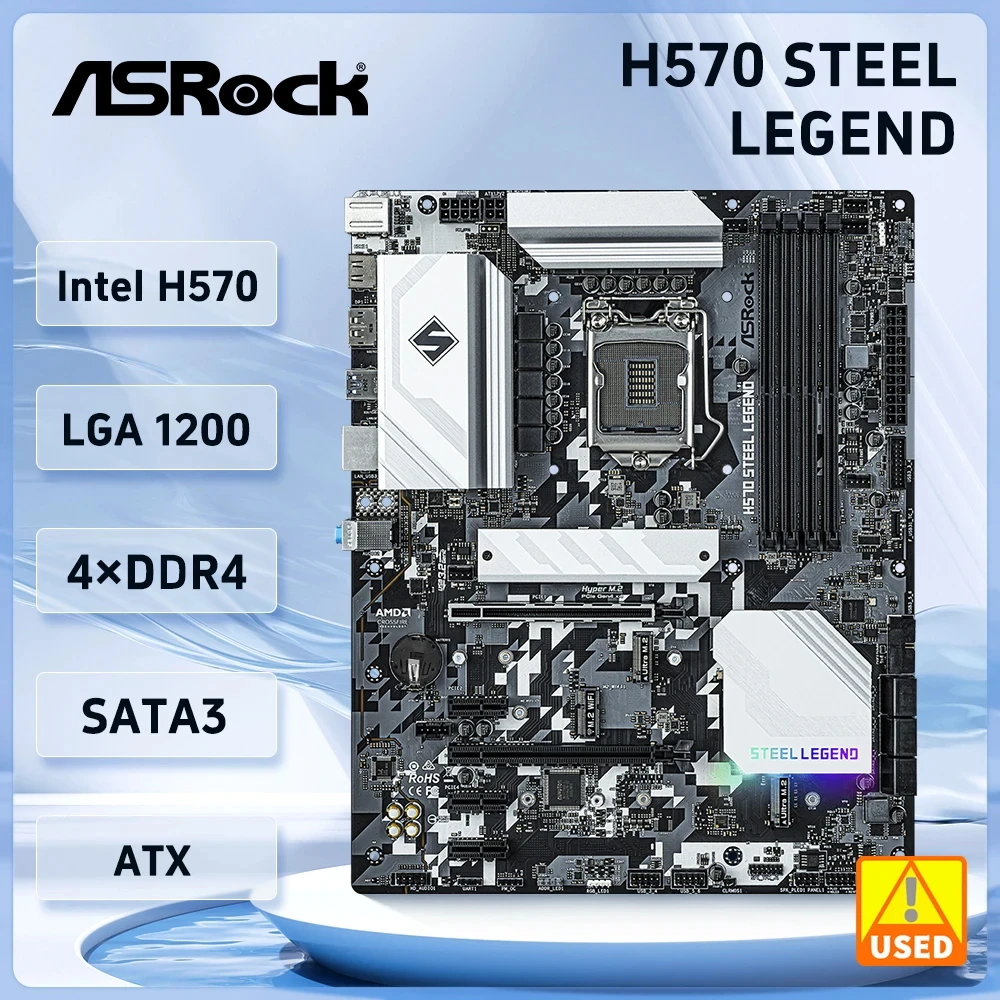 ASRock H570 Steel Legend Motherboard Intel H570 LGA 1200 support i9-11900F i5-11400F i3-10100F i3-10105 cpu M.2 NVMe SSD ATX