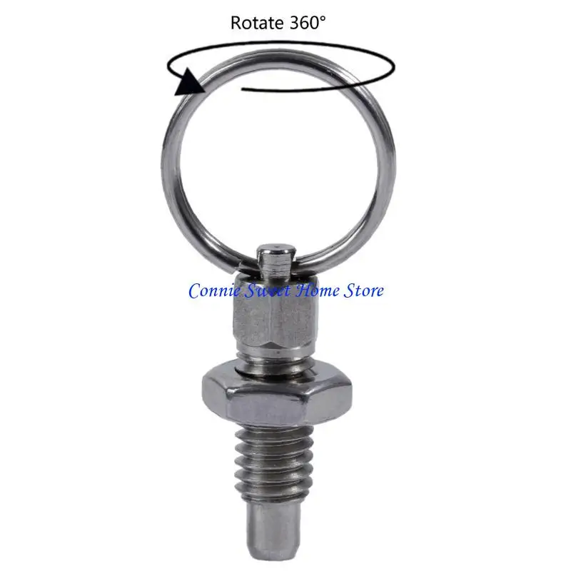 LXAF 4 PCS Stainless Spring Loaded Plunger Non Lock-Out Knob Plunger Hand Retractable Spring Plunger with Pull Ring Durable