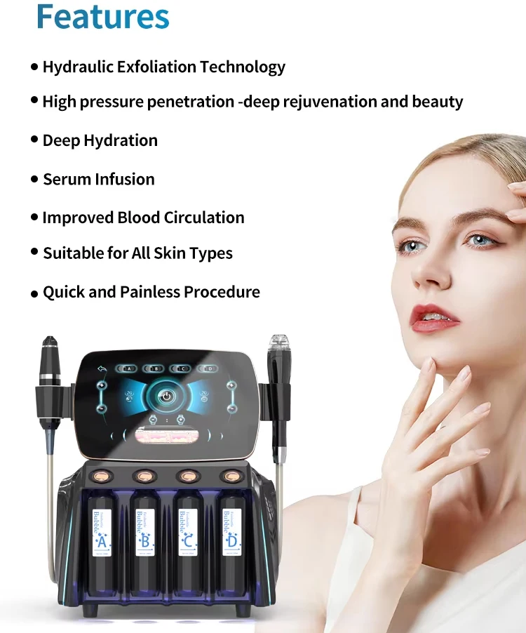 NUEVO 360 °   Espiral al vacío limpieza de profundidad Super burbuja hidrodermoabrasión cuidado de la piel Facial Lifting Aqua Peeling máquina Facial