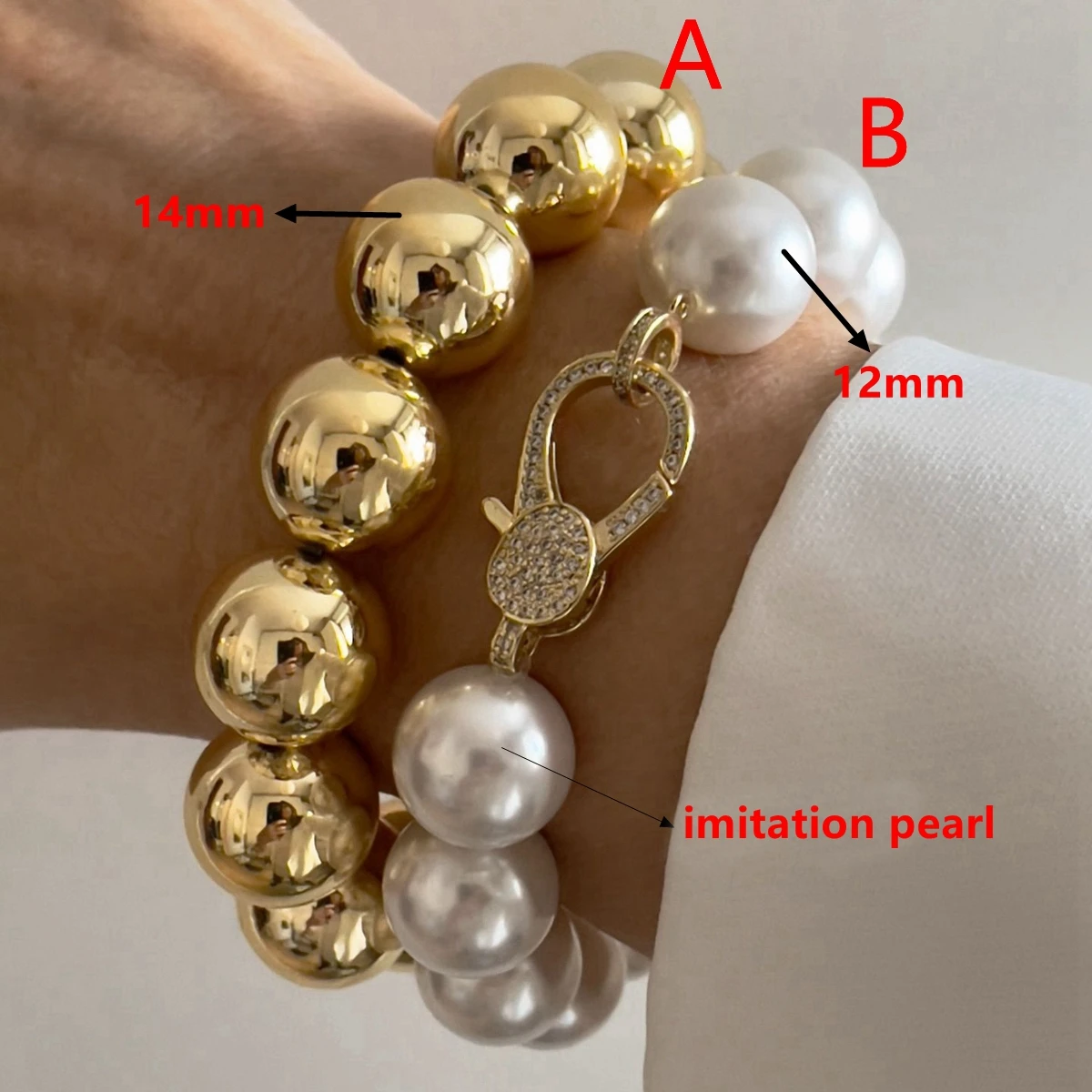 5PCS, Fashion Elegant Elastic Imitation Pearl Bracelet For Women Men Wedding  Stretch Bracelets Gold Ball Beads Jewelry