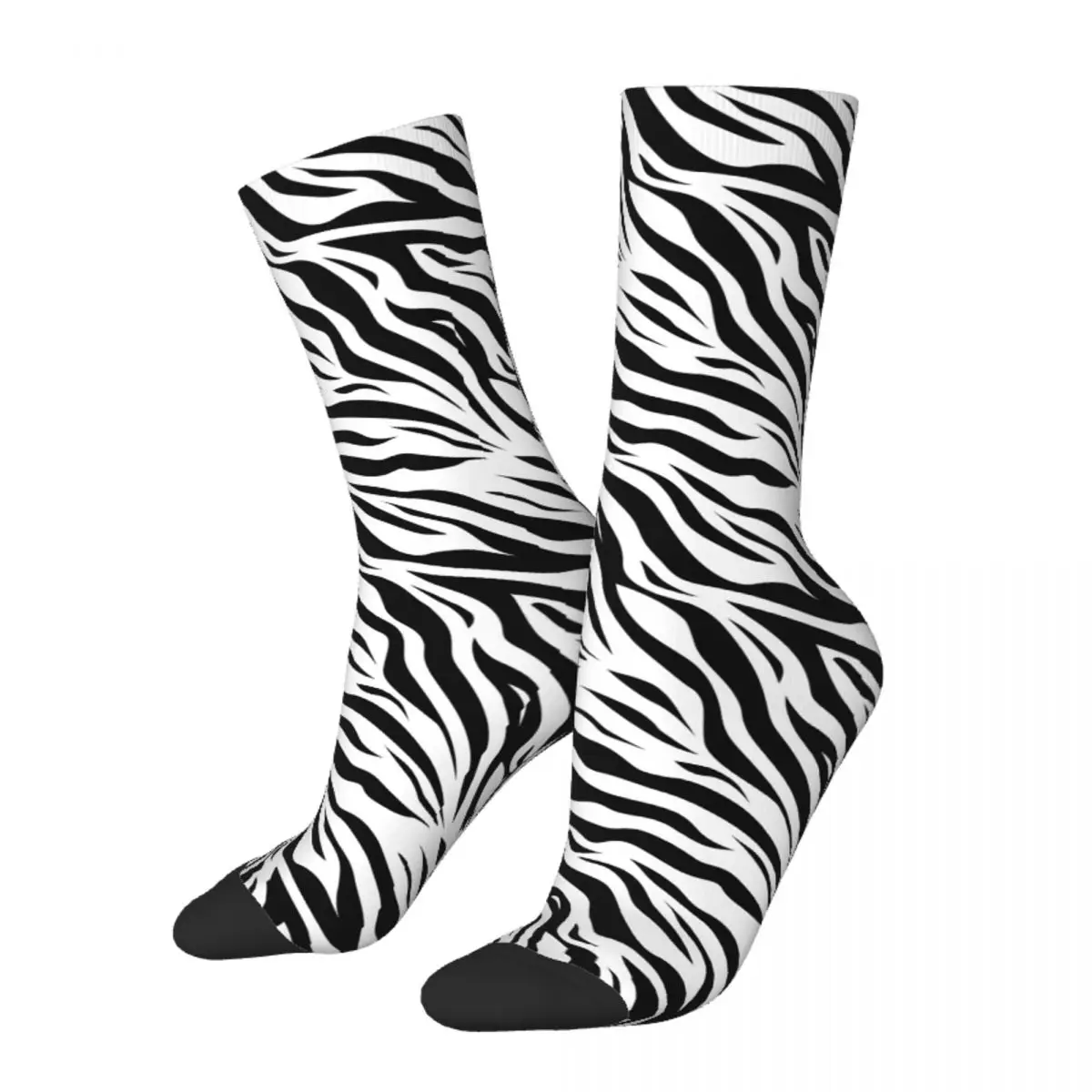 Funny Men's Socks Harajuku Zebra Skin Black And White Socks Merchandise Super Soft Sport Unisex Socks Winter Christmas Present