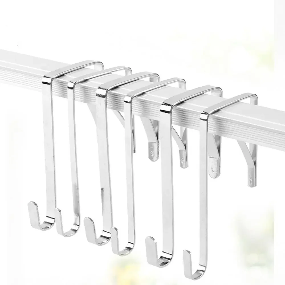 

5Pcs Rustproof Iron Adjustable Over The Door Hook 100x48mm Heavy Duty Door Hanger with shrapnel Silver Door Hook Hats