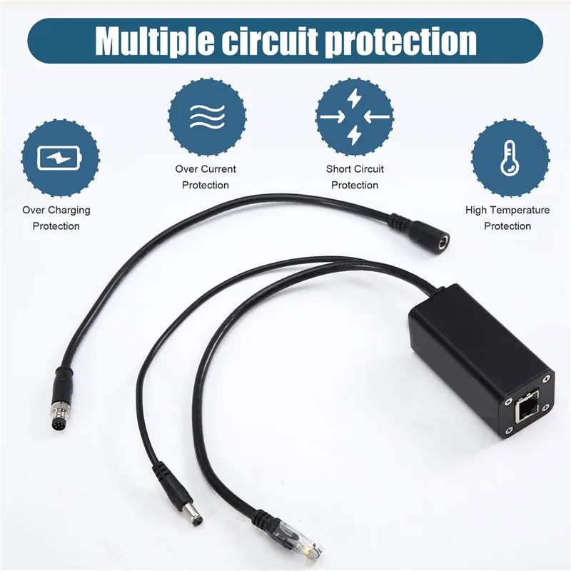[NEW A09R!】 Power Over Ethernet 25W 2.5G POE Splitter 48V To 12V IEEE 802.3Af Adapter For Security CCTV System Camera 12V