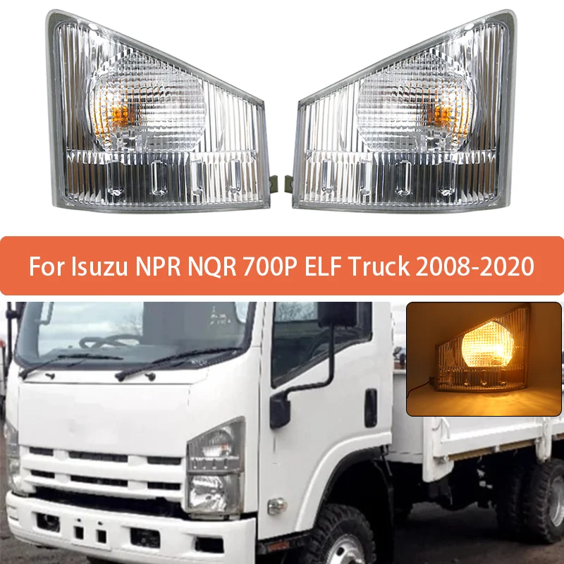 Par de luces de esquina para parachoques delantero de coche, luz de señal de giro para Isuzu NPR NQR 700P ELF Truck 2008-2020 8- 97585172 -2 8- 97585173 -2