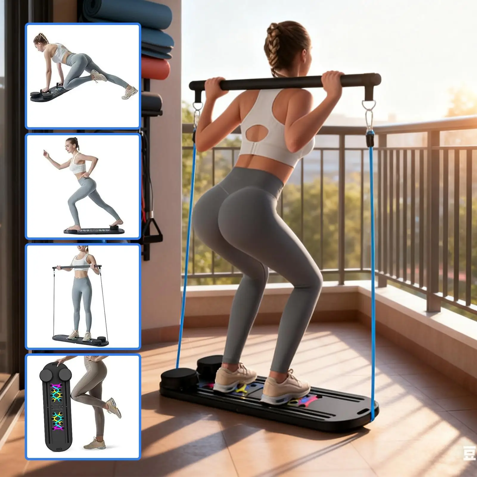 Tabla reformadora de Pilates 5 en 1, equipo de Fitness multifuncional, tabla de entrenamiento Ab para mujeres, hombres, adultos, principiantes, gimnasio en casa, apartamento