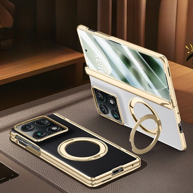 

For Motorola Razr Fold Case Luxury 360° Magnetic Stand Screen Protector Leather Cover Shockproof For Magsafe Wireless Charging
