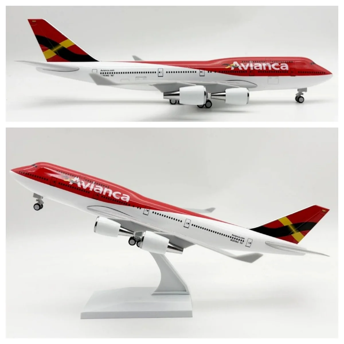 30 سنتيمتر AVIANCA كولومبيا B747 نموذج طائرة الراتنج دييكاست طبق الاصل تحصيل لعبة طائرات مصغرة للبنين هدية الكريسماس