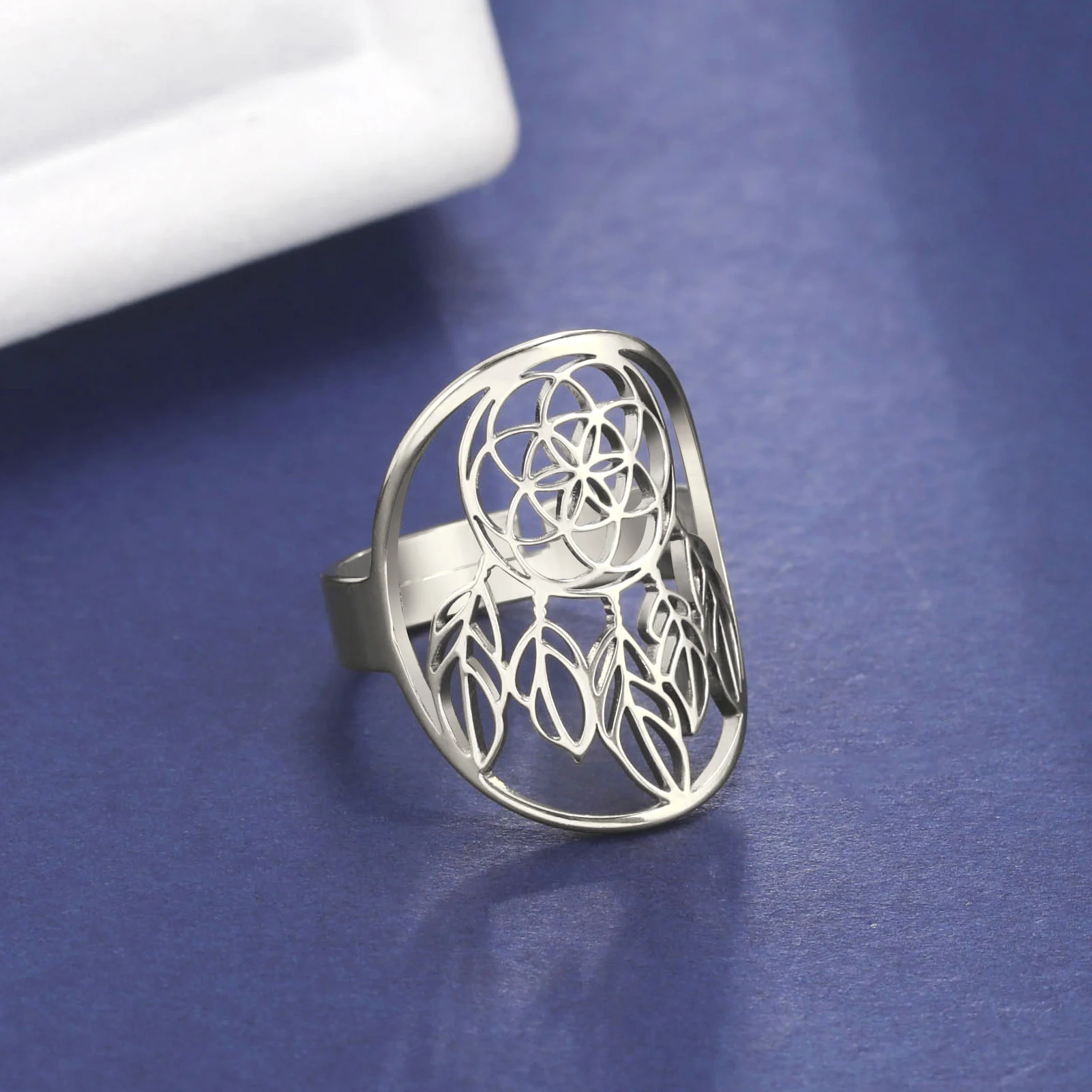 Skyrim Dream Catcher Ring Stainless Steel Gold Color Adjustable Women Finger Rings Fashion Jewelry Gift Wholesale