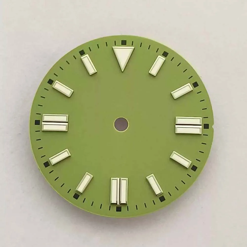 Quadrante dell'orologio opaco da 28,5 mm per NH35 NH36 8215 Sostituzione del movimento Quadrante luminoso verde Accessori per il quadrante dell'orologio