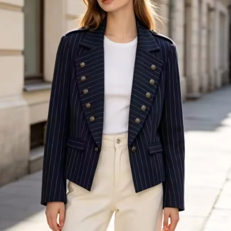 Guobioziy 2026 Women's New Striped Blazer Fashionable and Versatile Elegant and Graceful Casual and Generous